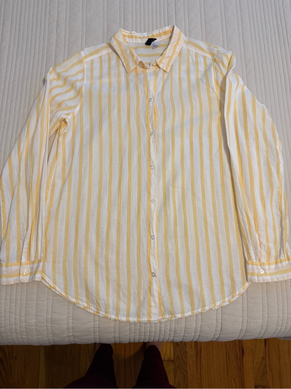 H&M Yellow and White Striped Button-Down Shirt